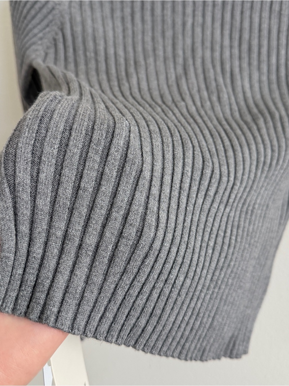 Commense Gray Ribbed Wrap-Front Sweater - Picture 7 of 7